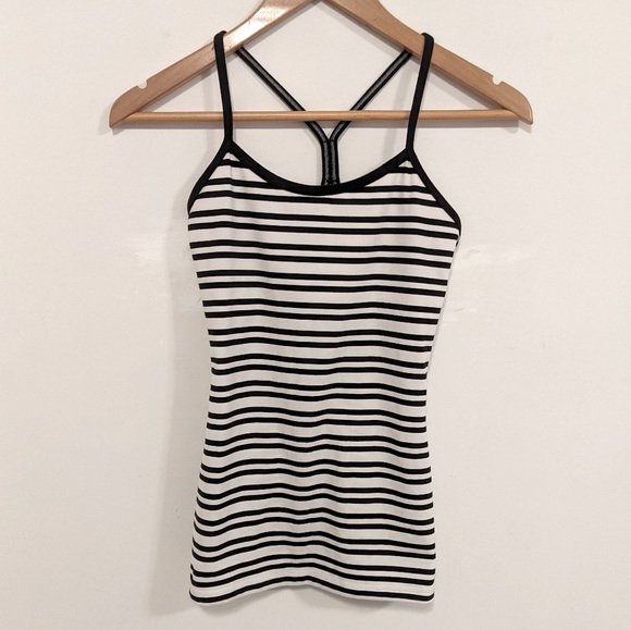 Lululemon Power Y Tank *Luon Light Twin Stripe Black/Black 4 - Picture 8 of 16